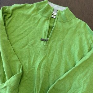Peter Millar Green Half-Zip Sweater 100% Merino Wool